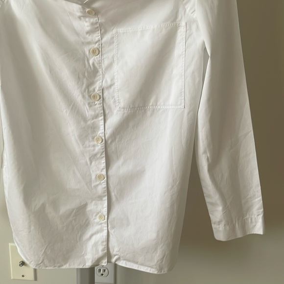 Tibi Notched Off shoulder white cotton blouse top, size US 4 - Picture 10 of 10